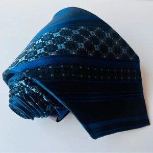 Geoffrey Beene New York 100% Silk Men's Repp Tie NEW Blue Striped Geometric